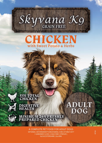 Grain Free Adult Dog Chicken with Sweet Potato & Herbs - Skyvana Ltd