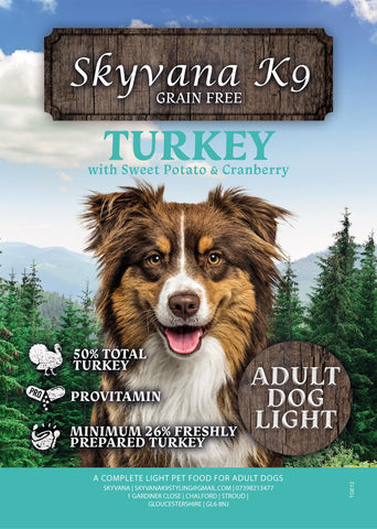 Grain Free Adult Dog Light Turkey with Sweet Potato & Cranberry - Skyvana Ltd